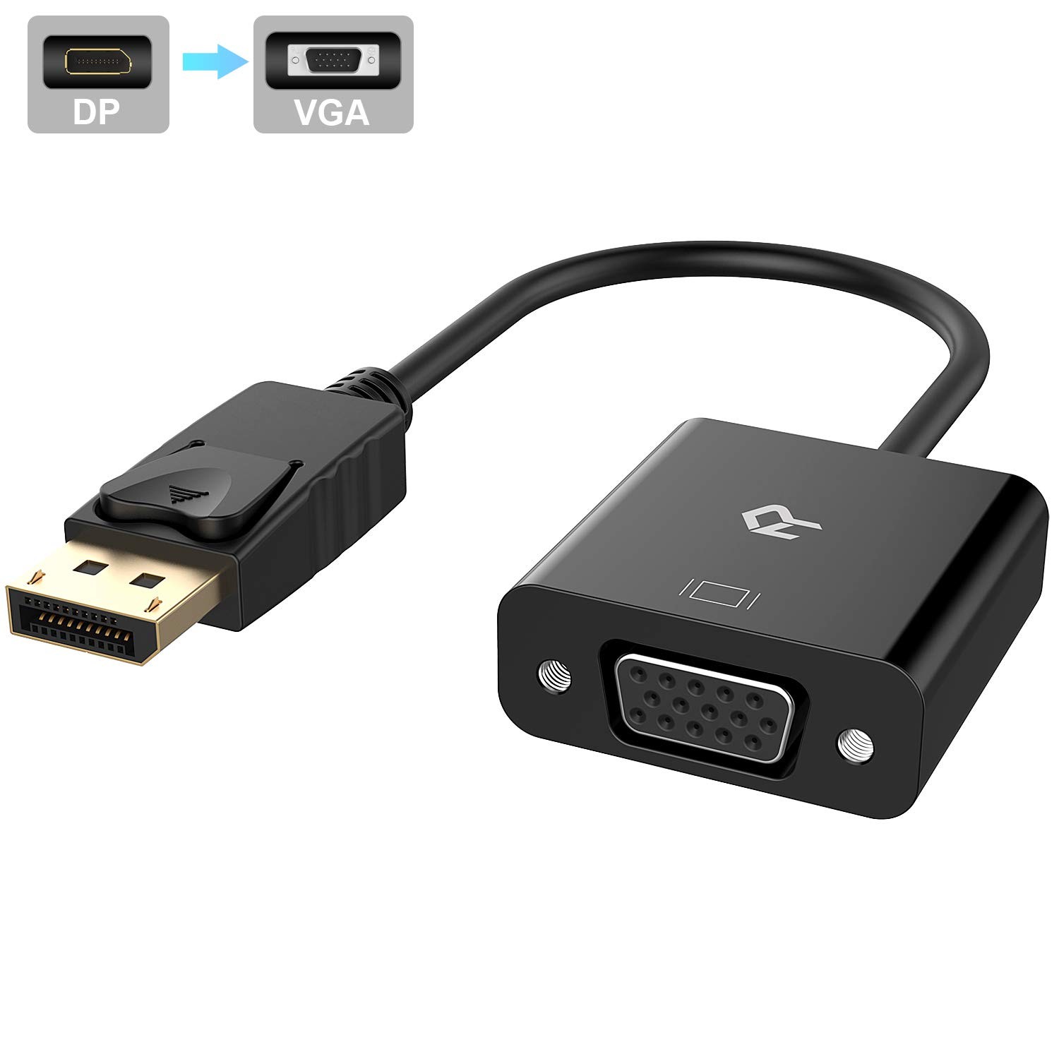 Rankie DisplayPort (DP) to VGA Adapter, Gold Plated Converter, Black