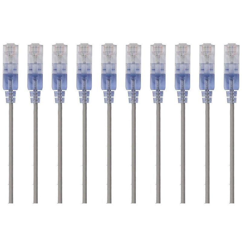 Monoprice Cat6A Ethernet Patch Cable - 3 Feet - Gray | Network Internet Cord - RJ45, 550Mhz, UTP, Pure Bare Copper Wire, 10G, 30AWG, 10-Pack - SlimRun