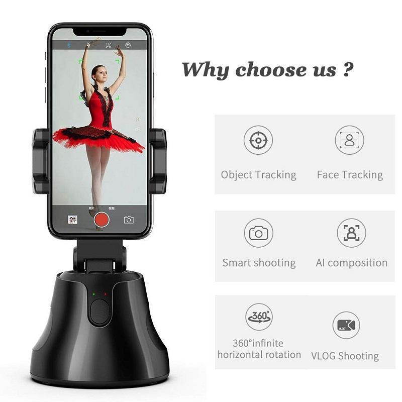Portable Selfie Auto Tracking Holder 360 Degree Object Tracking Holder Auto Face&Object Tracking Smart Shooting Camera Phone Mount