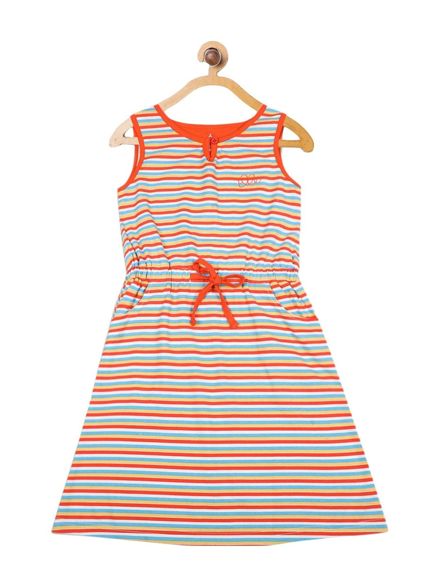 Elle Kids Multicolor Cotton Striped Dress