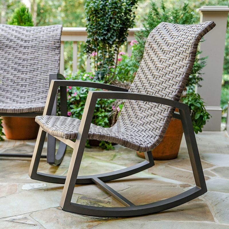 Marion 2pk Wicker Patio Rocker - Brown - Leisure Made