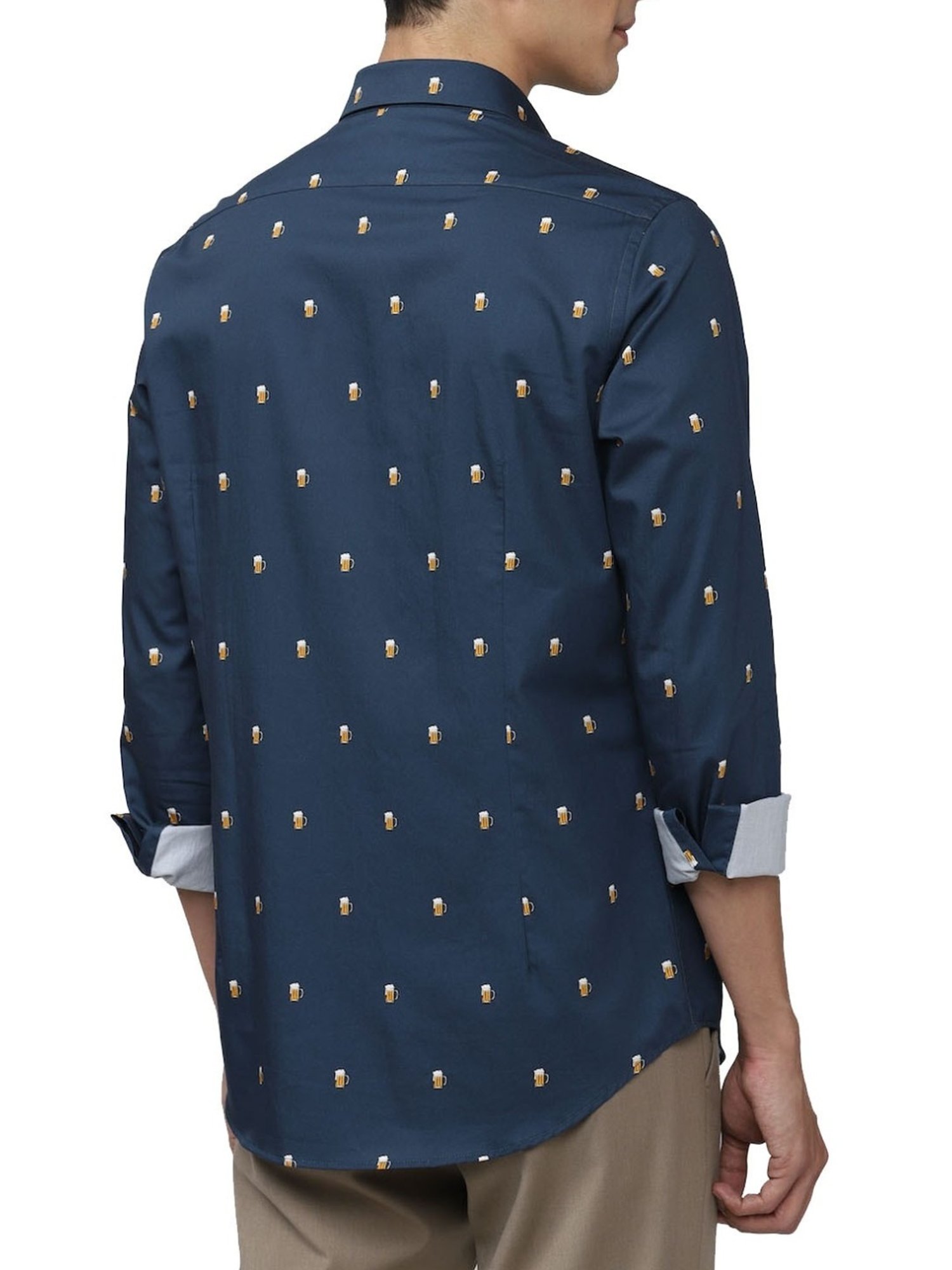 Simon Carter London Navy Printed Slim Fit Shirt