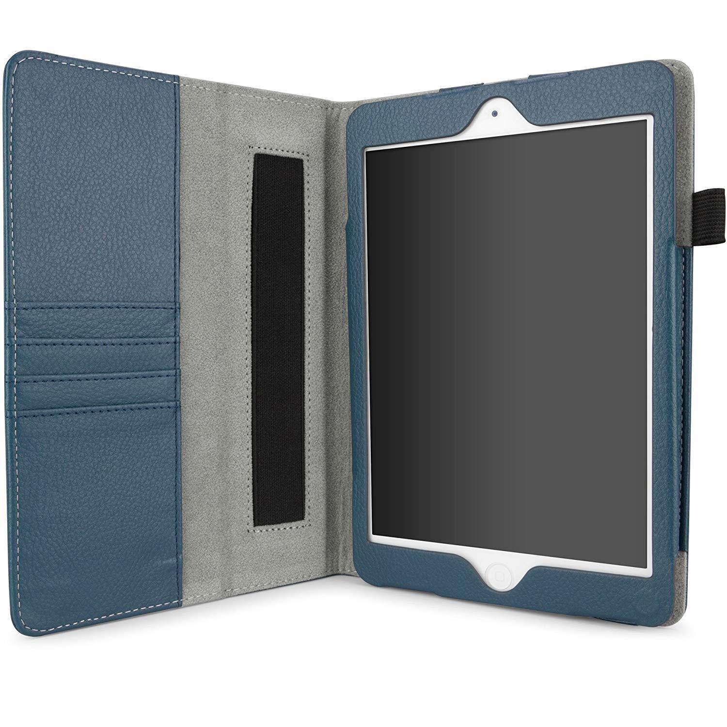 iPad mini 3 Case, BoxWave [Folio Stand Case with Strap] Leather Cover w/Stand and Wristlet for Apple iPad mini 3, Retina, 1st Gen - Slate Blue