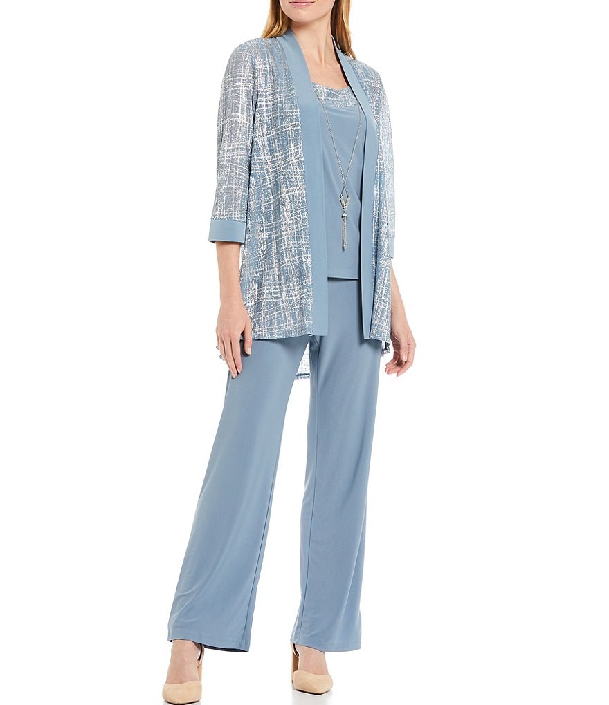 R & M Richards Metallic Foil 3-Piece Pantsuit