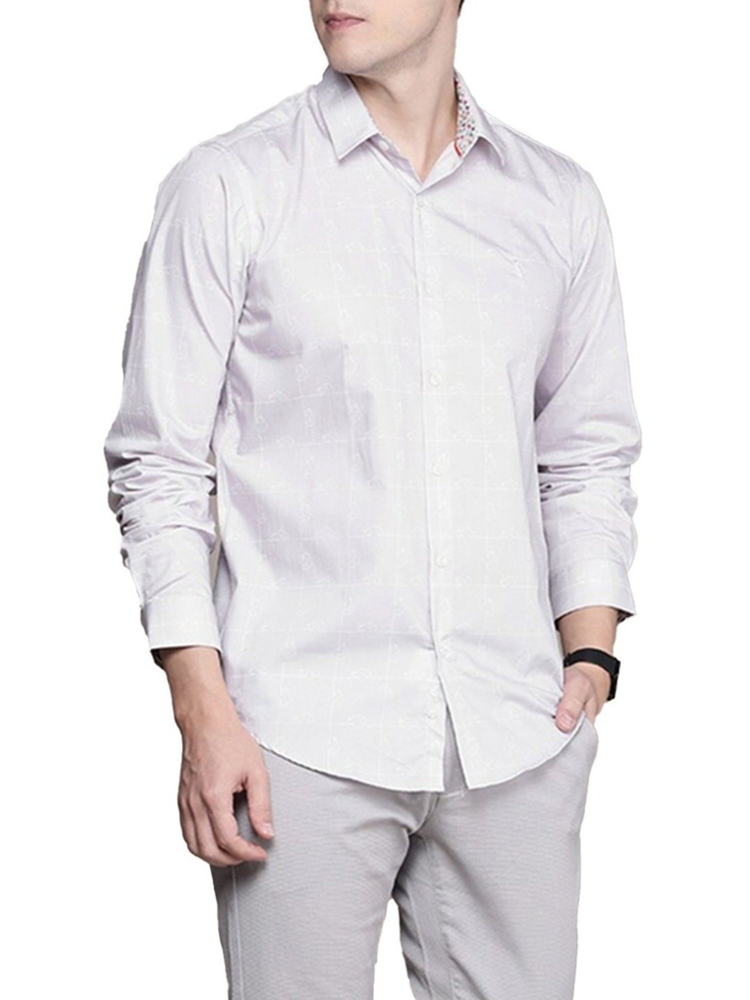 Simon Carter London Grey Printed Slim Fit Shirt