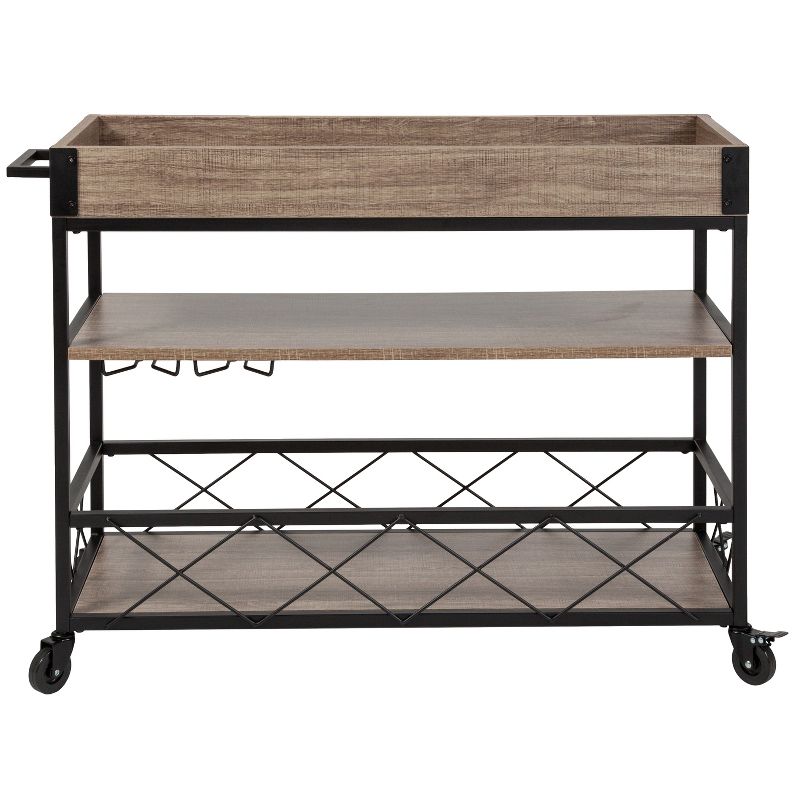 Flash Furniture Castleberry Rustic Wood Grain and Iron Kitchen Serving and Bar Cart