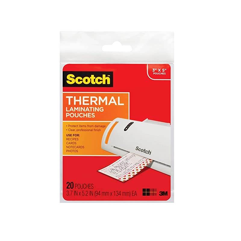 Thermal Laminating Pouches, 5 Mil Thick for Extra Protection, Professional Quality, 3.7 x 5.2-Inches, 20-Pouches (TP5902-20)