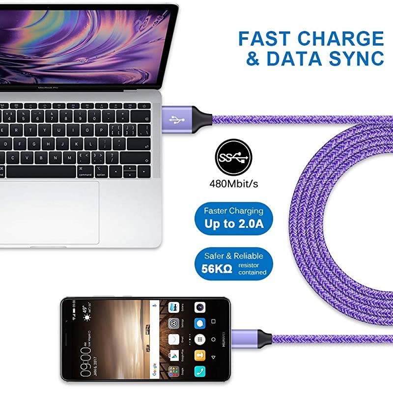 Type C Wall Charger Car Charger  USB Charging Block Plug+ 2PC Fast USB C Cable 6ft for Samsung Galaxy Note 10 S20+ S10 S9 A50 A10E A20E A51 A20S A01 LG Stylo 5 6 Moto G8 G7 Google Pixel 3a