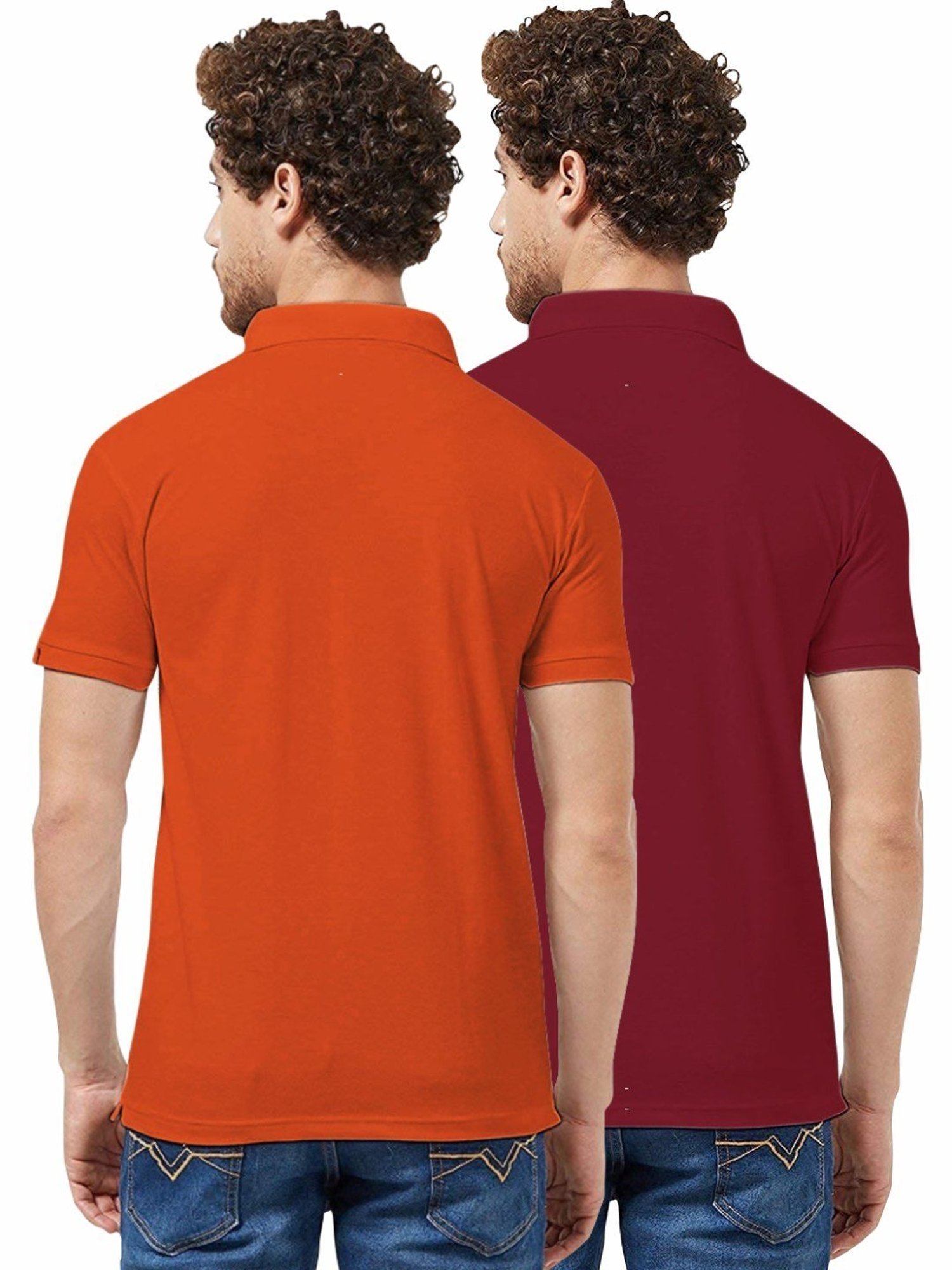Tab91 Rust & Maroon Regular Fit Printed Polo T-Shirts