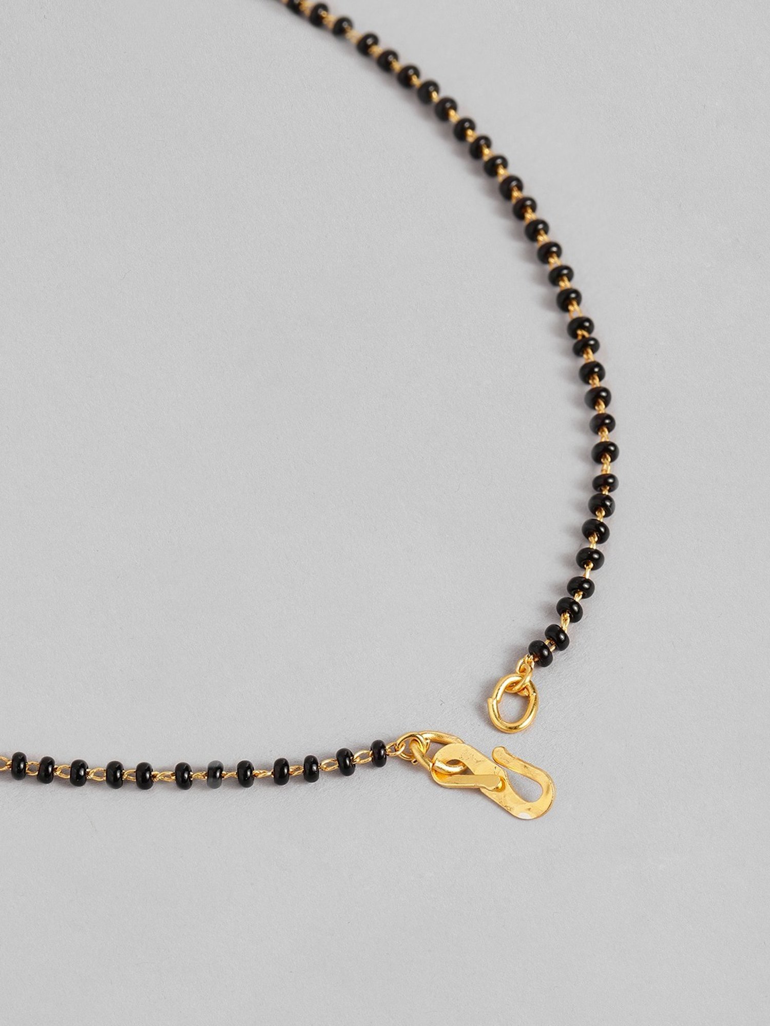 Abdesigns Gold-Plated American Diamond & Black Beaded Mangalsutra