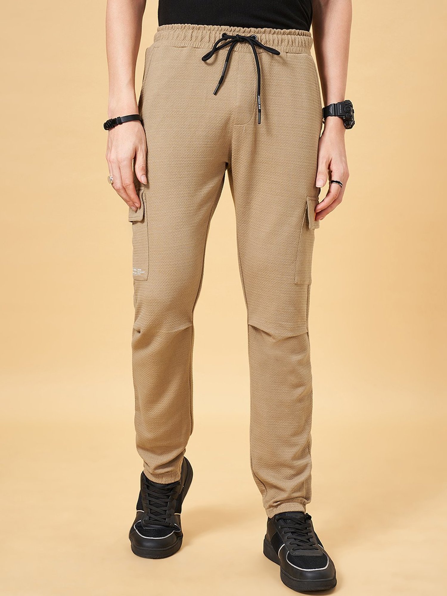 Street 808 by Pantaloons Golden Brown Regular Fit Joggers