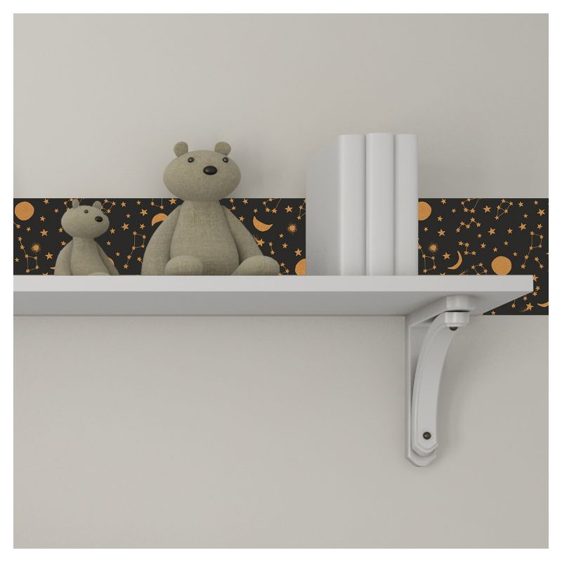 Tempaper Kids' Celestial Self-Adhesive Removable Borders Wallpaper Black/Gold