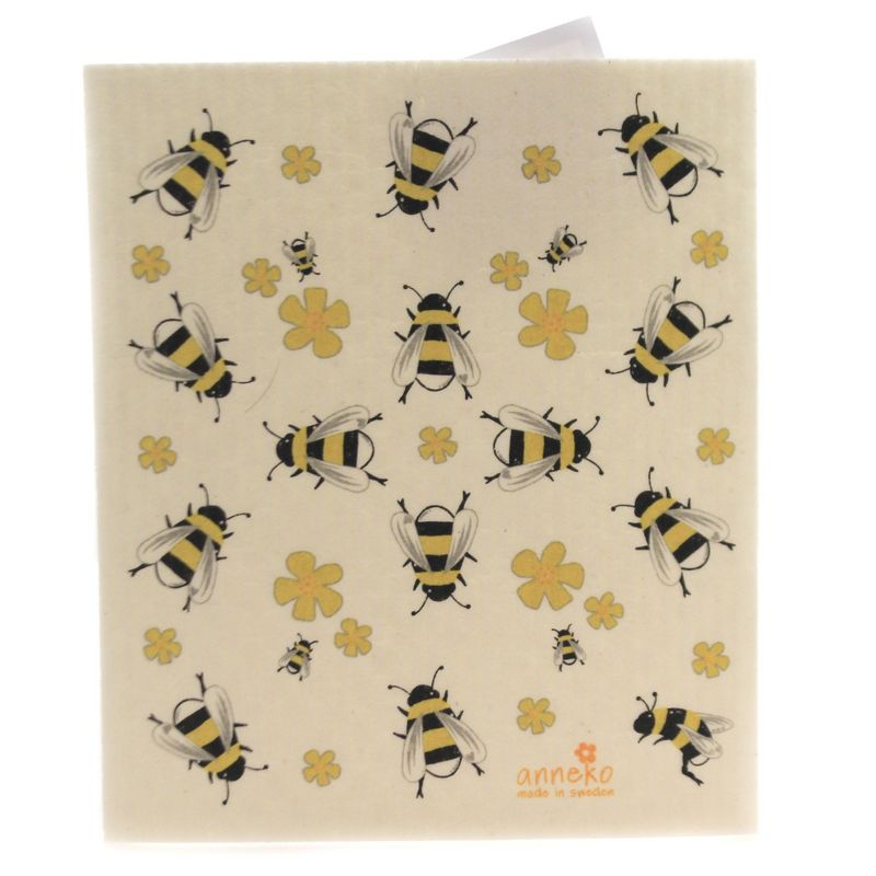 Swedish Dish Cloth 8.0" Bee & Flower Kitchen Cleaning Absorbent  -  Dish Cloth
