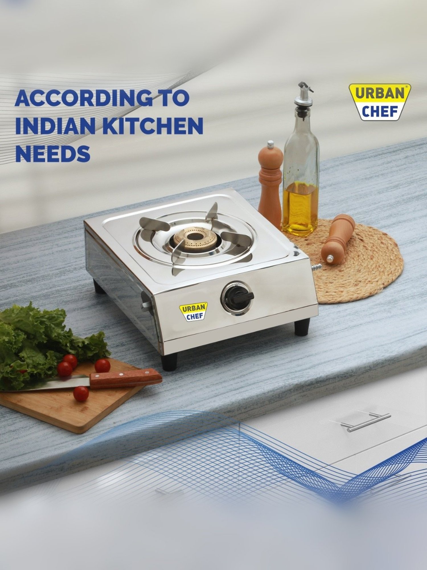 Urban Chef Gas Stove with Single Burner ( Silver )