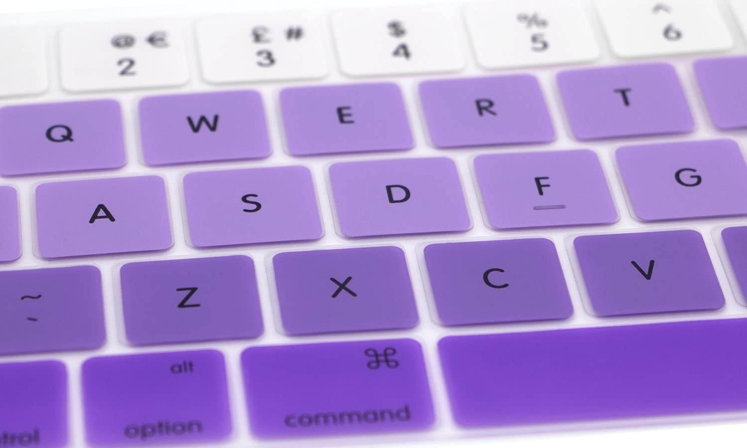 HRH Touch Bar Silicone Keyboard Cover Compatible Newest MacBook Pro with Touch Bar 13 Inch and 15 Inch (A1989 / A1706, A1990 / A1707) 2018 2016 2017 Release with Touch ID European Version,Ombre Purple