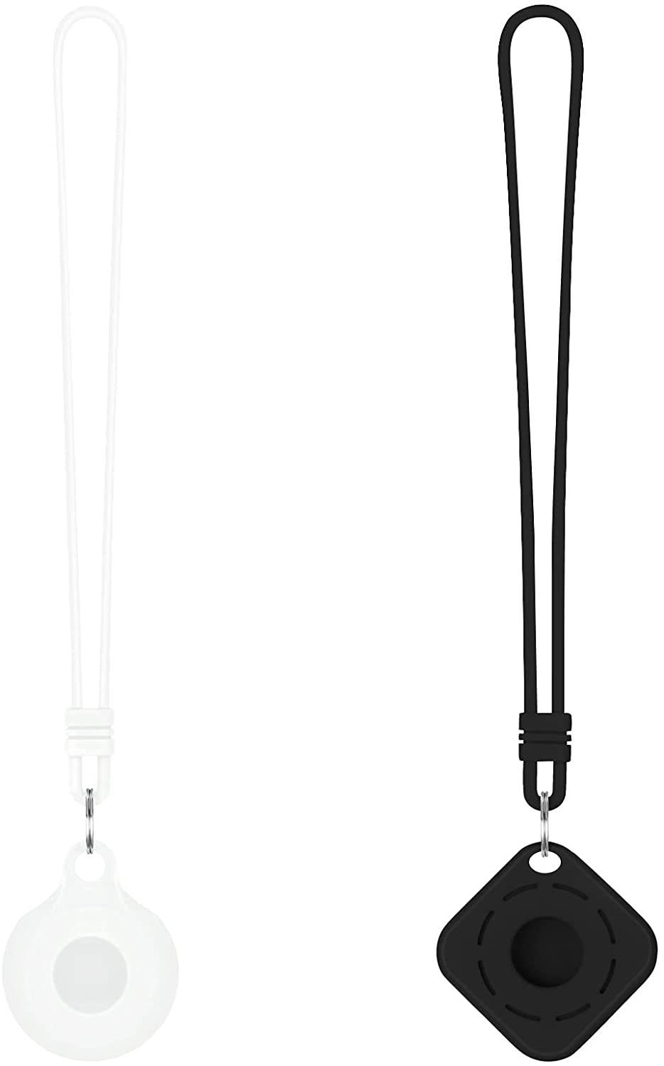Wenmer Protective Case for AirTags, Silicone Airtag Cases with Keychain Anti-Lost AirTags Cover Lightweight Airtags Holder Compatible with Airtags for Dogs Keys Backpacks, 2 Pack (White & Black)