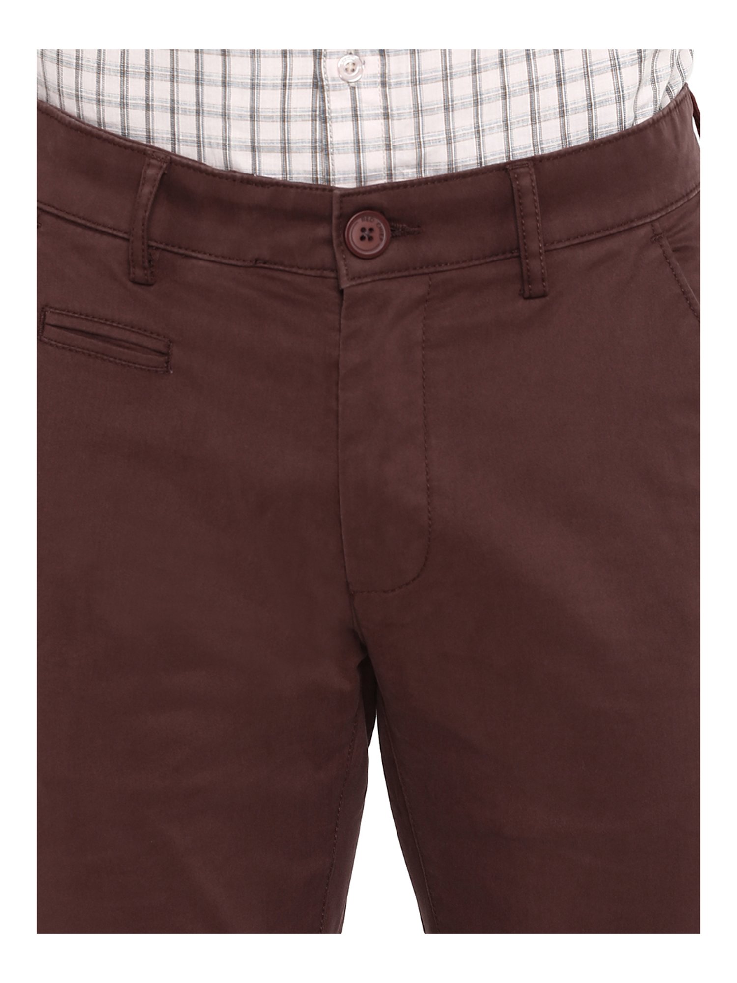 Red Chief Maroon Regular Fit Flat Front Trousers