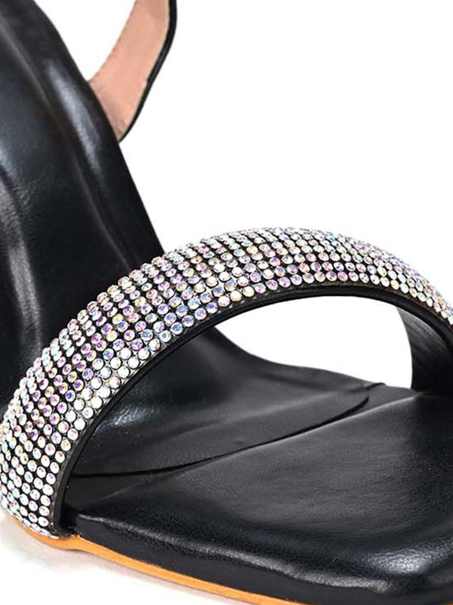 Scentra Women's Black Ankle Strap Sandals