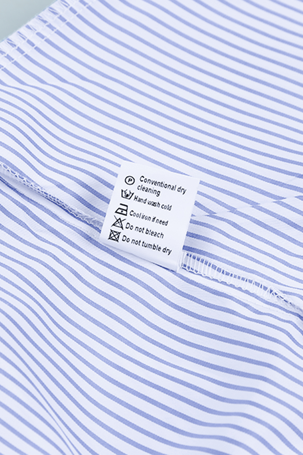 Light Blue Casual Striped Shirred Cuffs Shirt