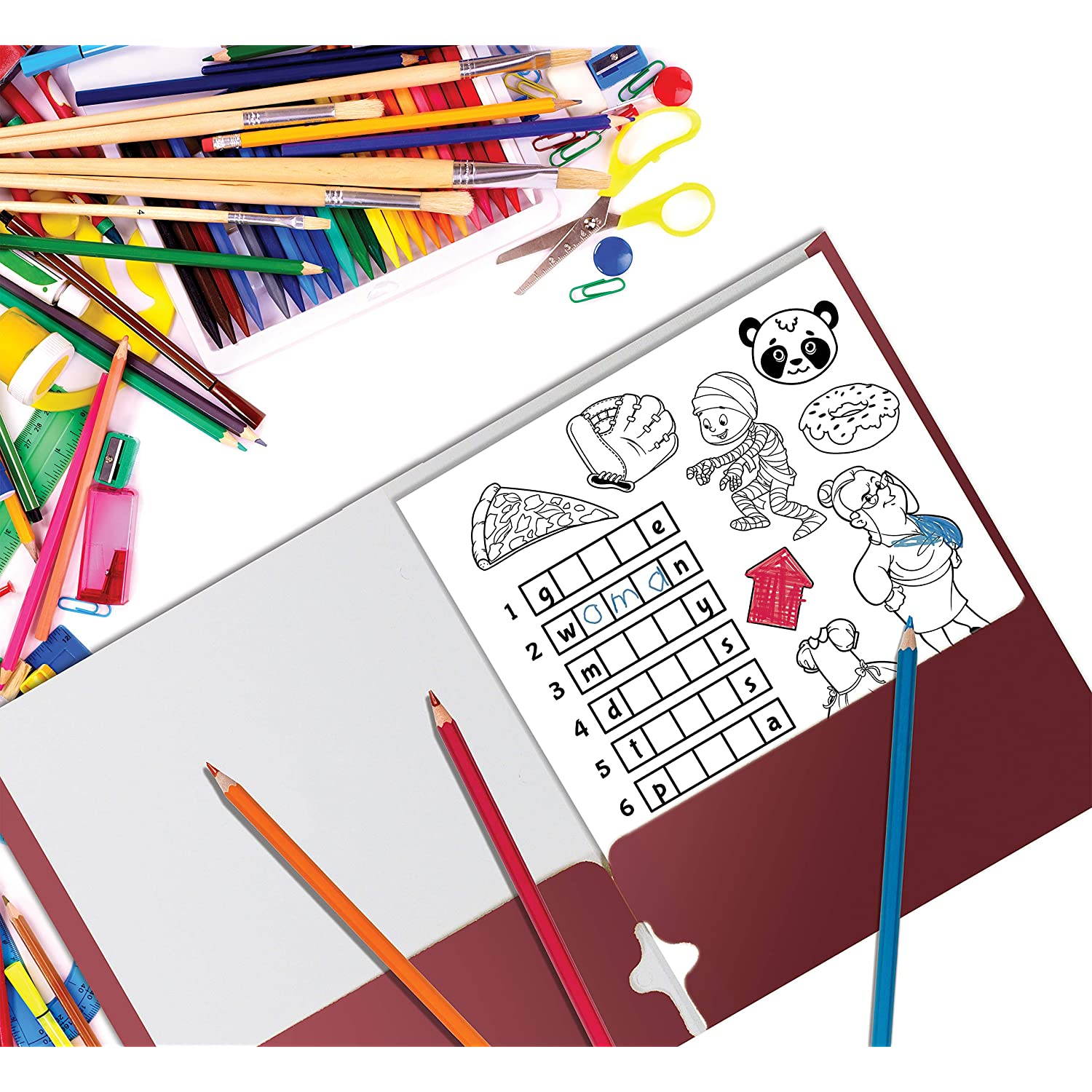 Two Pocket Portfolio Folders, 50-Pack, Burgundy, Letter Size Paper Folders, by Better Office Products, 50 Pieces, Burgundy