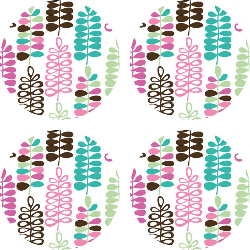 Espirit Dots Pink Leaves Circle Wall Accent Stickers - Wall Pops..