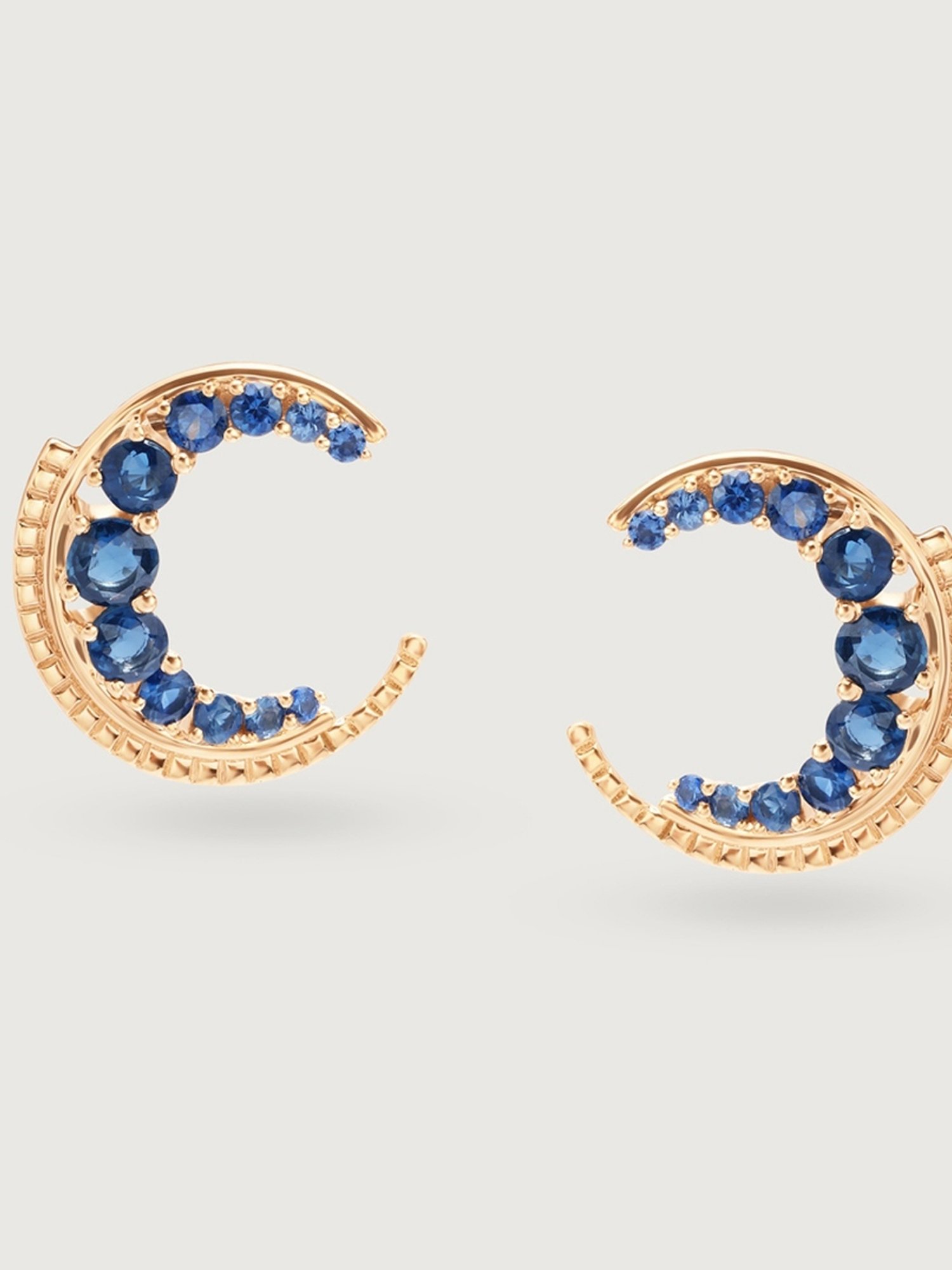 Mia by Tanishq Blue Sapphire Moon 14k Gold Stud Earrings