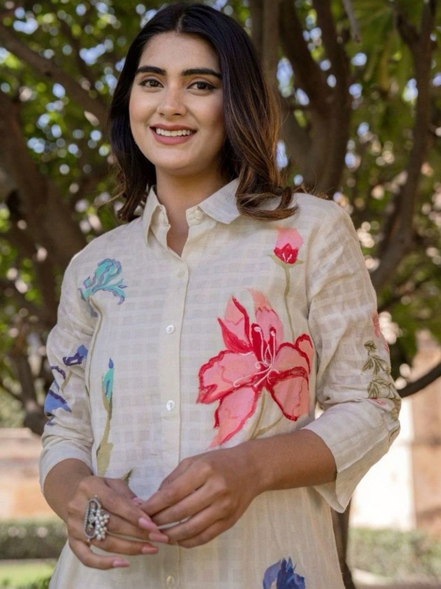 Autumnlane White Teresa Angel Cotton Tunic with Pant Co-ord Set