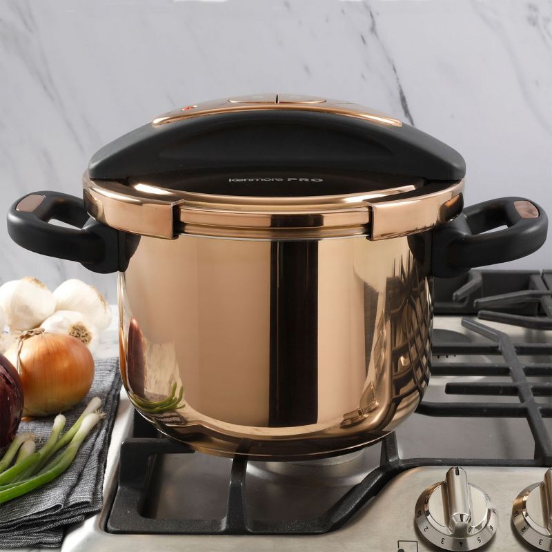 Kenmore Bloomfield 6 Quart Aluminum Pressure Cooker in Rose Gold