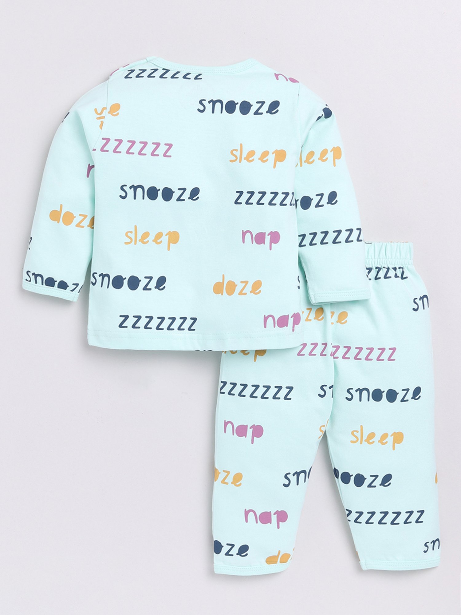 Clt.s Unisex Mint Green Printed Full Sleeves T-Shirt With Pyjamas