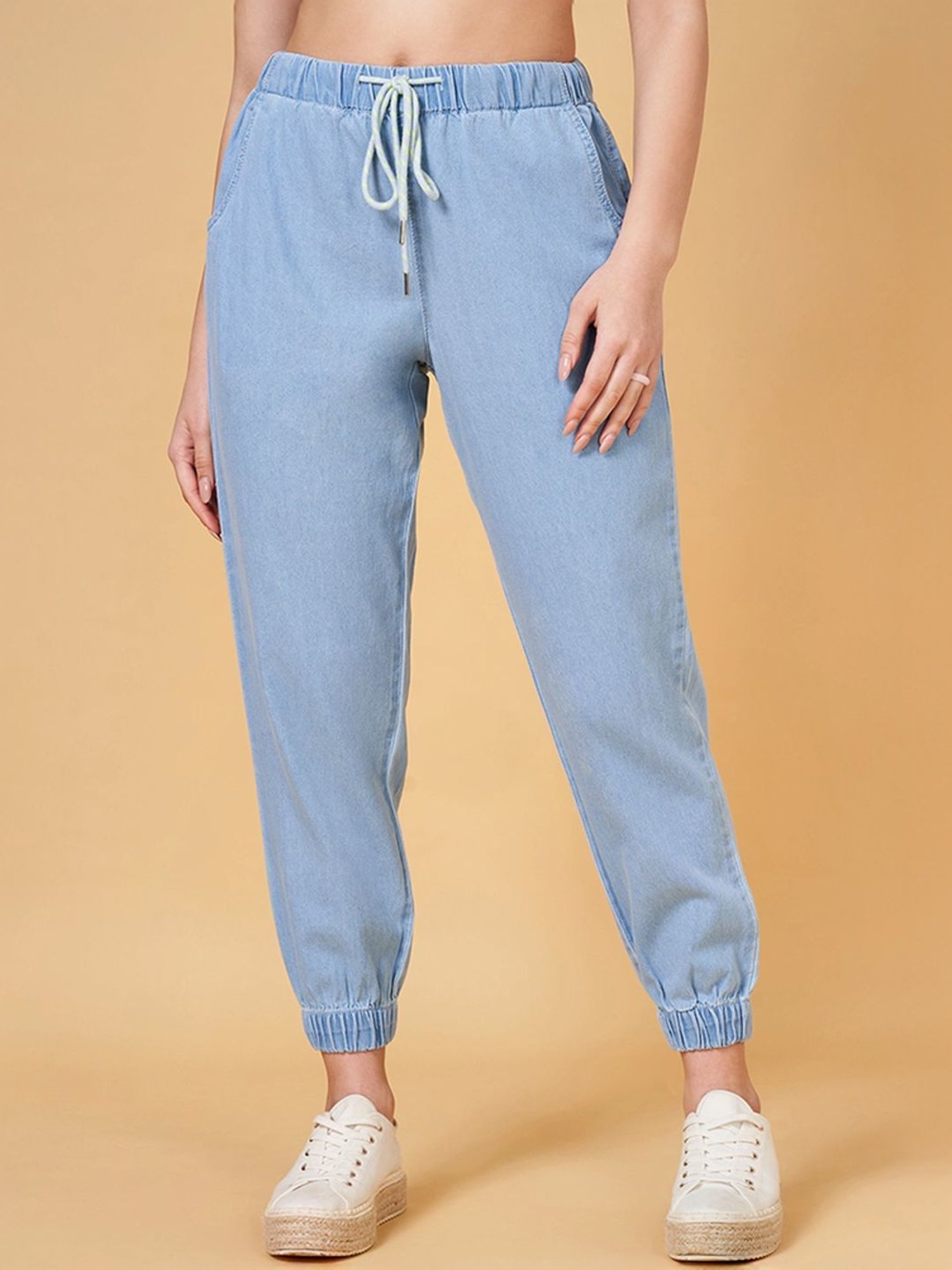 People by Pantaloons Blue Cotton Joggers