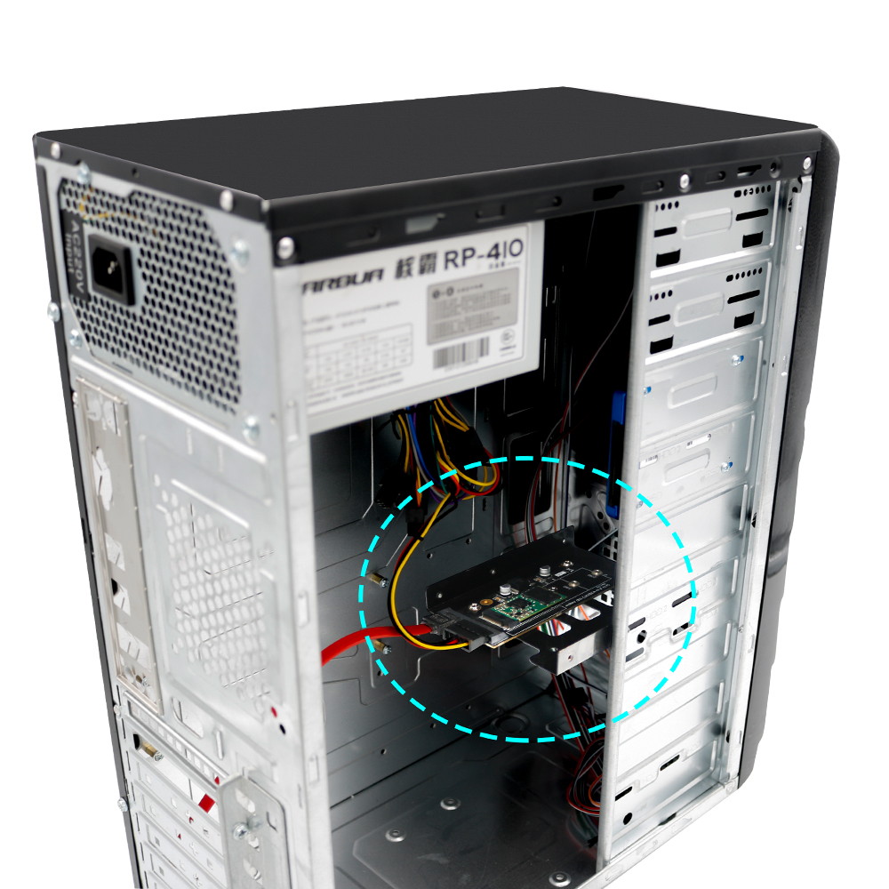 Adapter, NGFF(M.2) Key B SSD to 2.5" SATA, with a 3.5 Hard Drive Bracket and Micro USB Cable