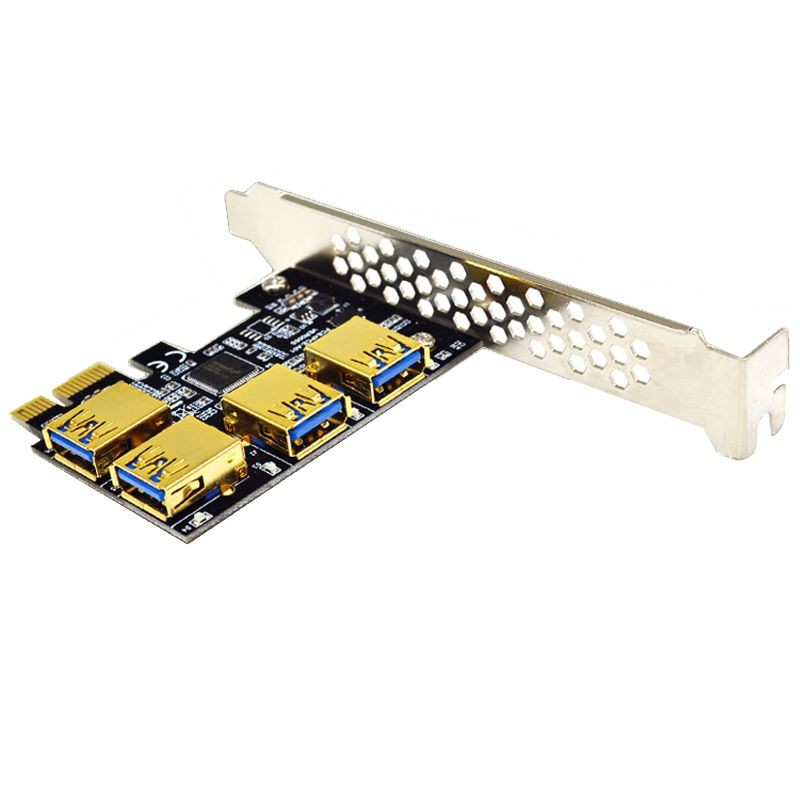 Plugadget Riser USB 3.0 PCI-E Express 1x to 16x Riser Card Adapter PCIE 1 to 4 Slot PCIe Port Multiplier Card for BTC Bitcoin Miner Mining