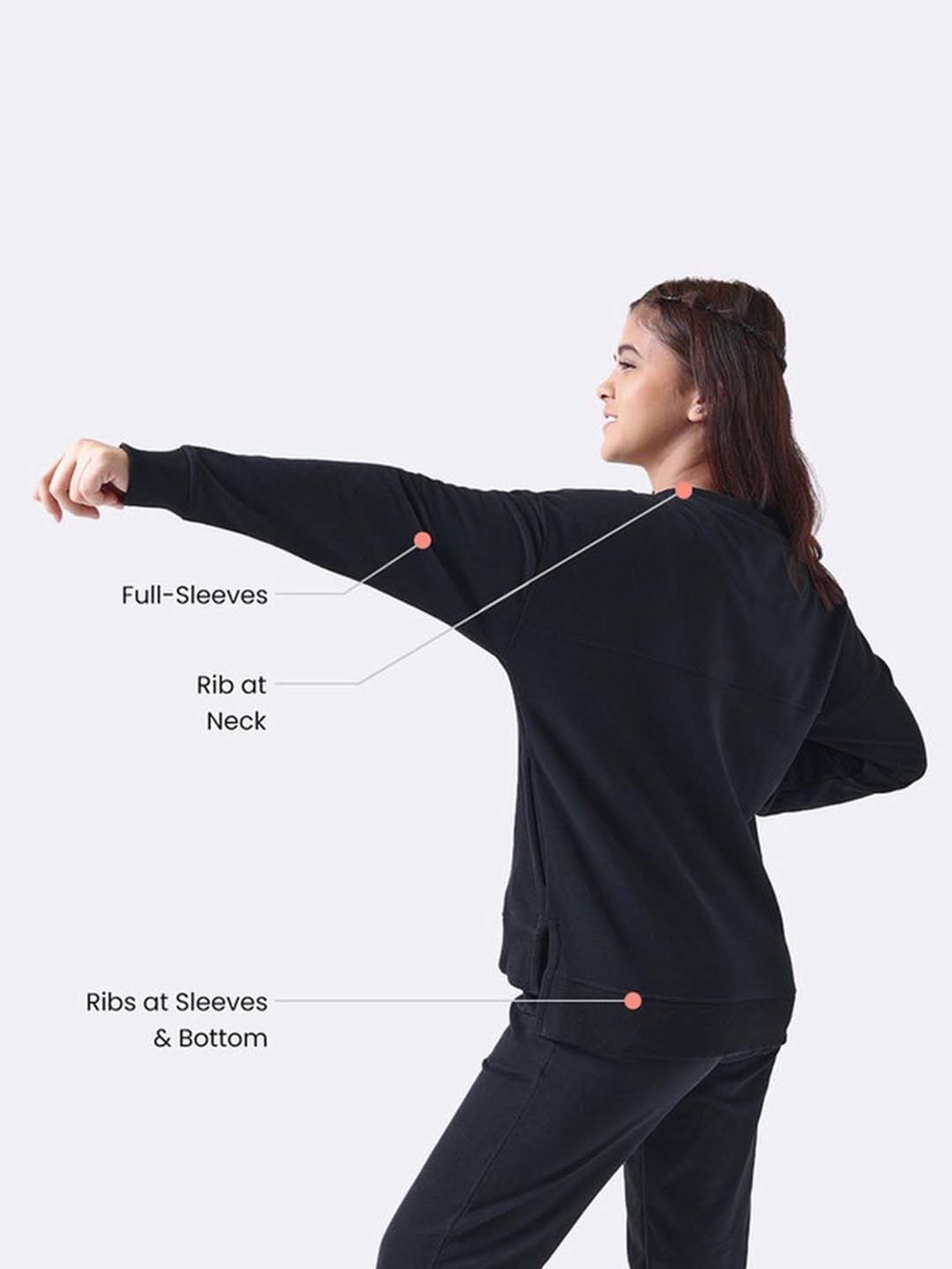 BlissClub Black Relaxed Fit Sports Sweatshirt