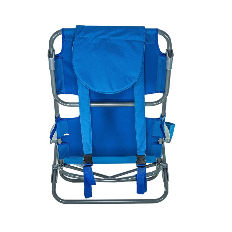 Copa Backpack Single Position Folding Aluminum Beach or Poolside Lounge Chair with Backpack Straps, Dark Blue
