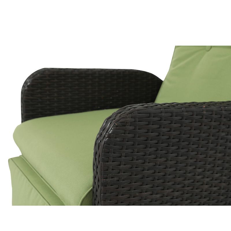 Wicker Outdoor Recliner with Green Cushions - Accent Furniture