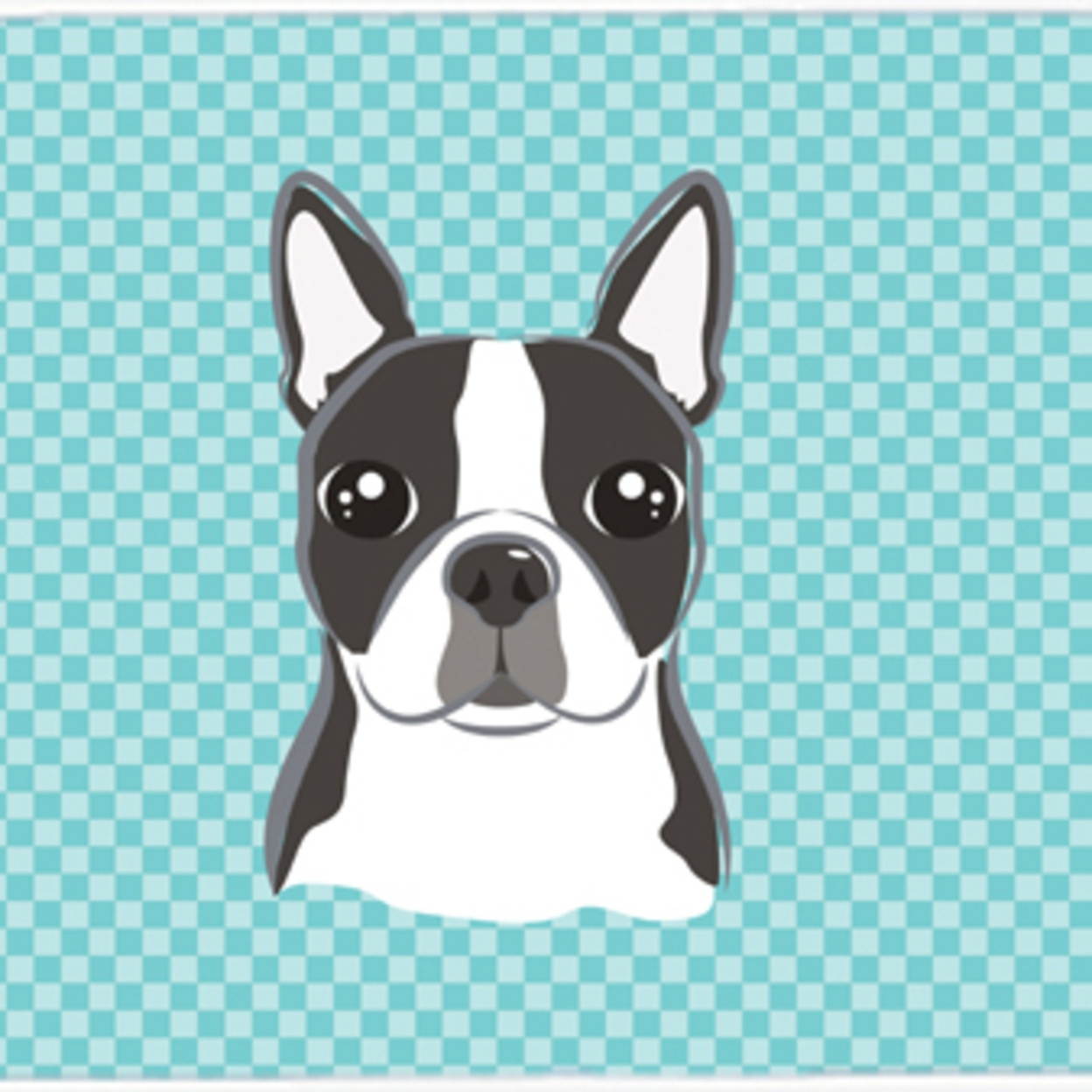 Checkerboard Blue Boston Terrier Mouse Pad, Hot Pad or Trivet BB1141MP