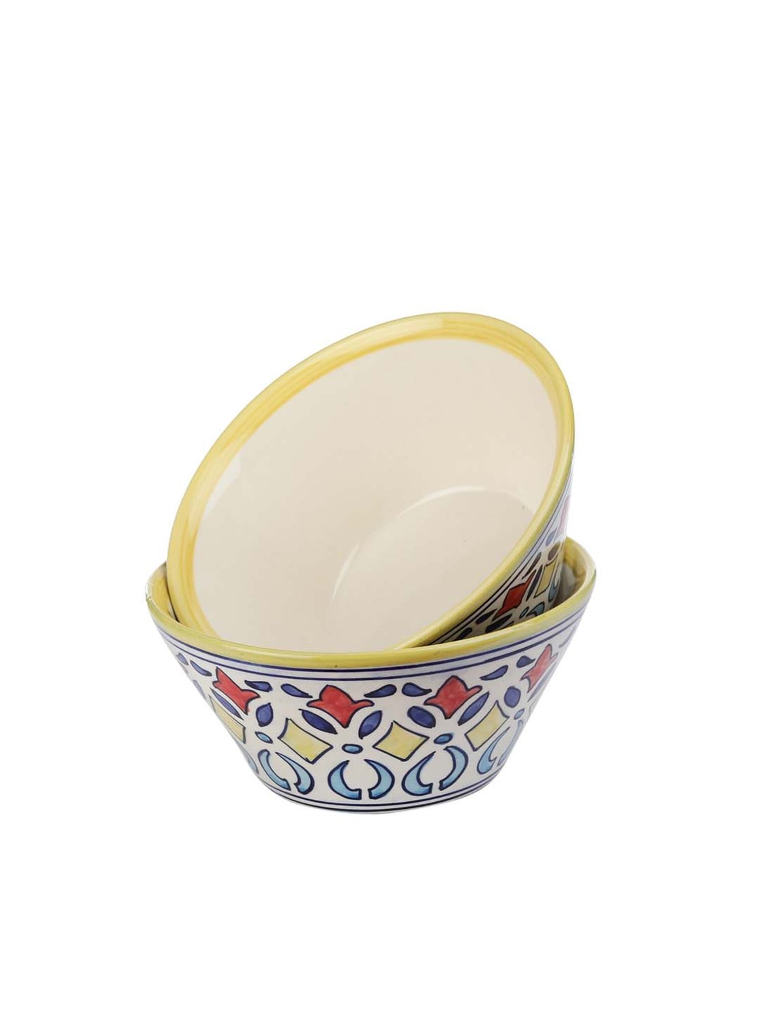 VarEesha Rangriti Red & Yellow Ceramic Serving Bowls (750 ml) - Set of 2