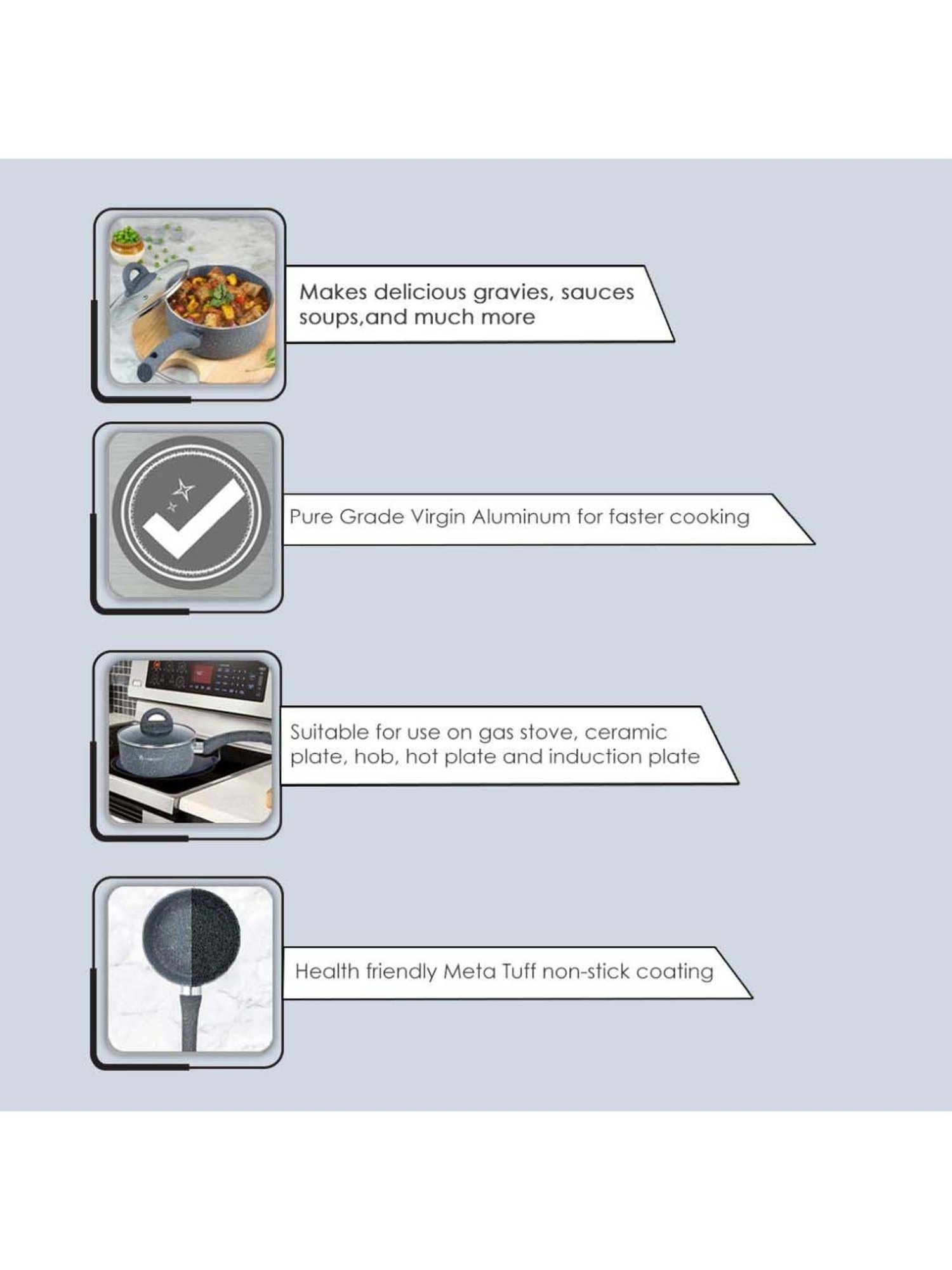 Wonderchef Granite Induction Bottom Non-Stick 18cm Sauce Pan