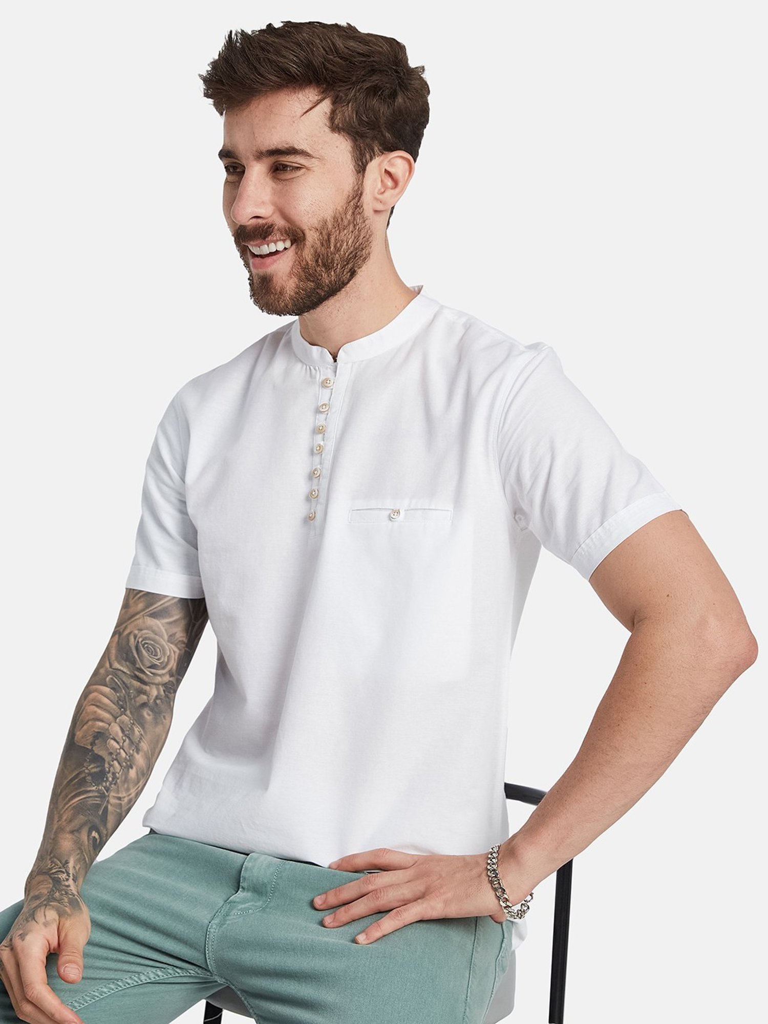 Octave White Cotton Regular Fit T-Shirt