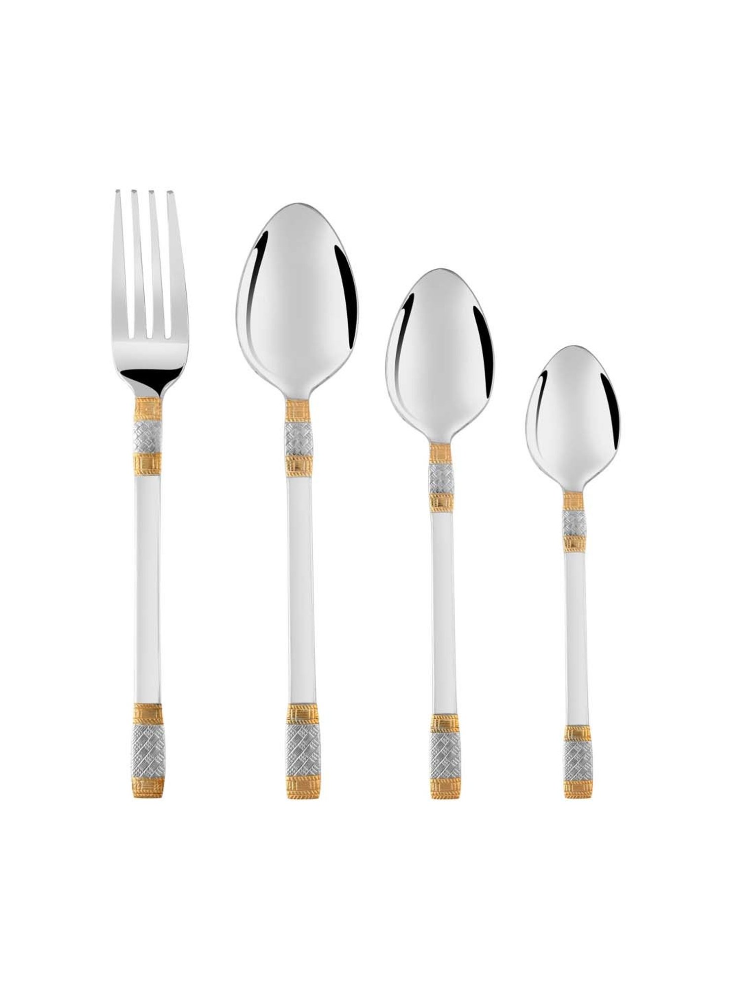 FnS Celebration Silver & Gold Stainless Steel Cutlery - Set of 24