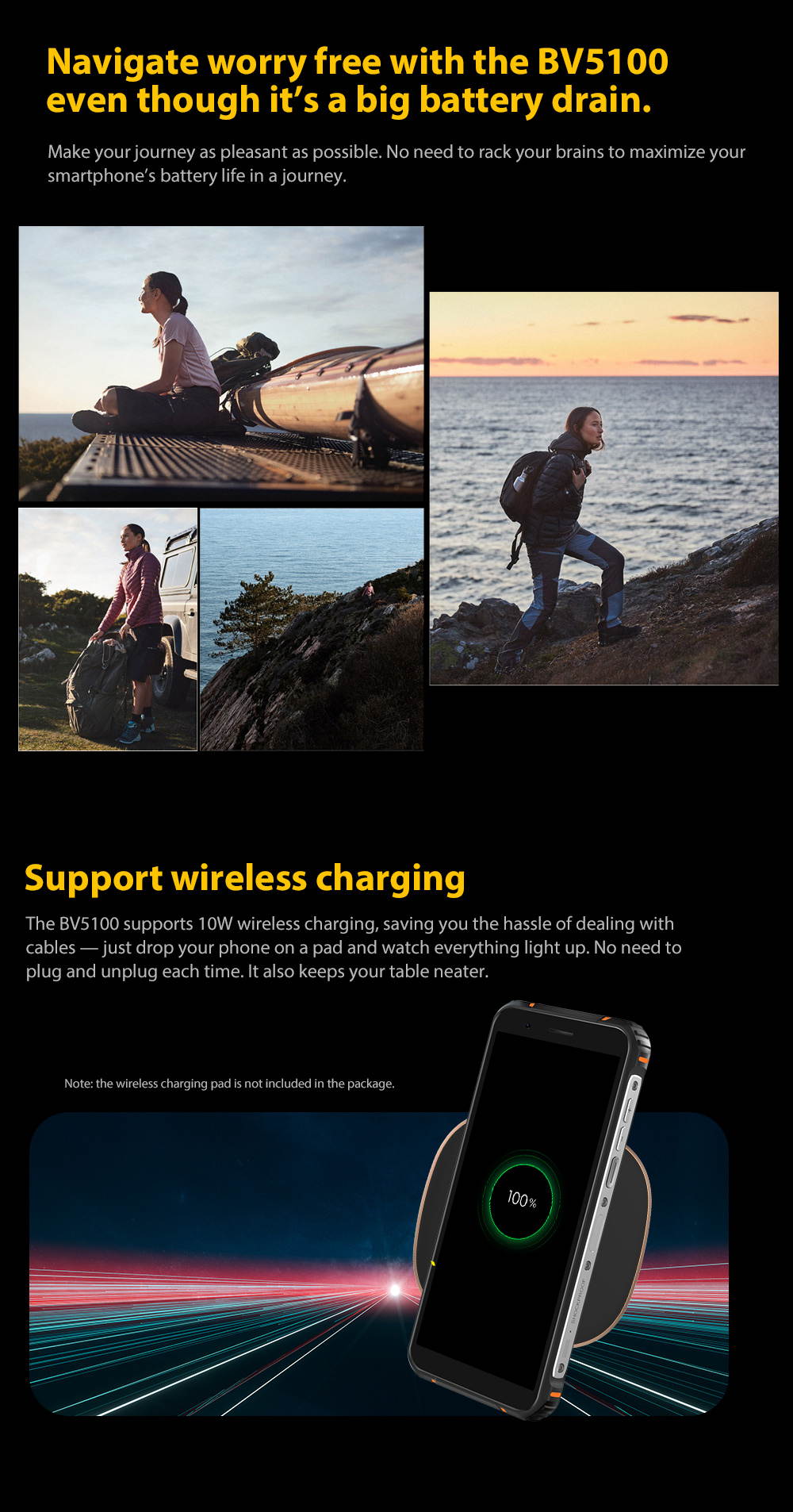 Blackview BV5100 4G Rugged IP68 Android 10 Smartphones, 4GB + 128GB, 16MP + 13MP Camera, Wireless Charging, Unlocked Mobile Phone, HD + 5.7 '', NFC FM Compass