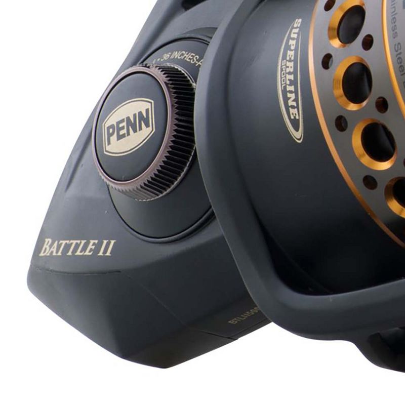 Penn BTLII6000 Battle II HT100 Carbon Fiber Saltwater Fish Spinning Fishing Reel, Black & Gold