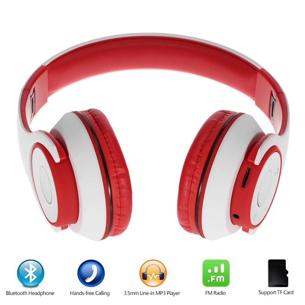 OY5 Wireless Bluetooth Headphone Foldable Over-ear Headsets 3.5mm Wired Earphone Support TF Card Music Play FM Radio Hands-free Calling for iPhone 7 6S Plus Samsung S6 Note 6 Laptop Notebook - White