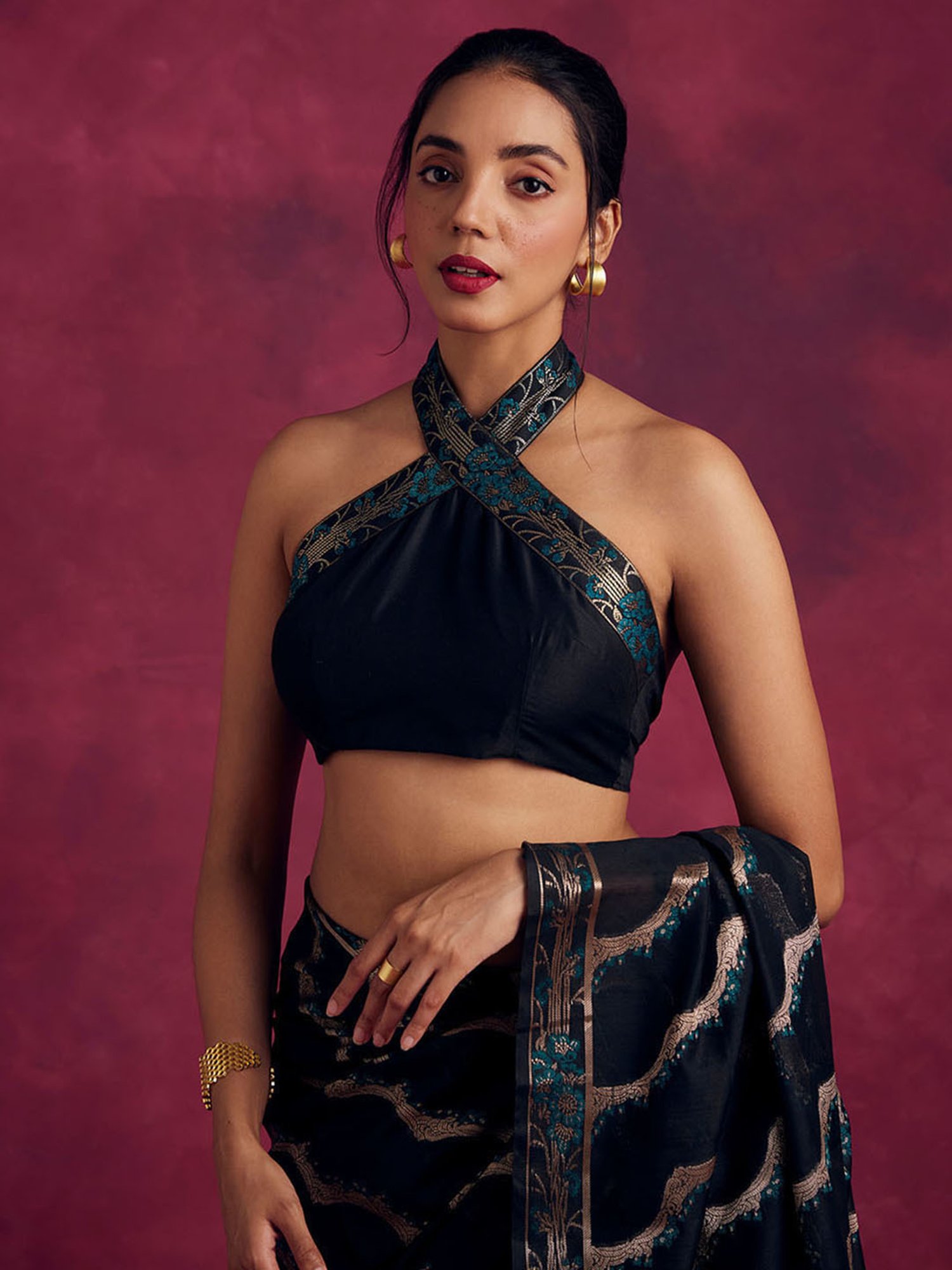 Abhishti Black Woven Blouse