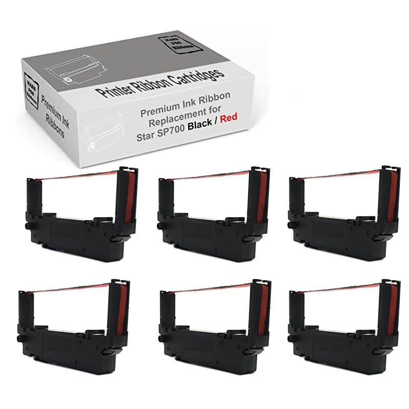 Compatible with Star SP700 RC700BR Ribbon Black Red 6 Pack