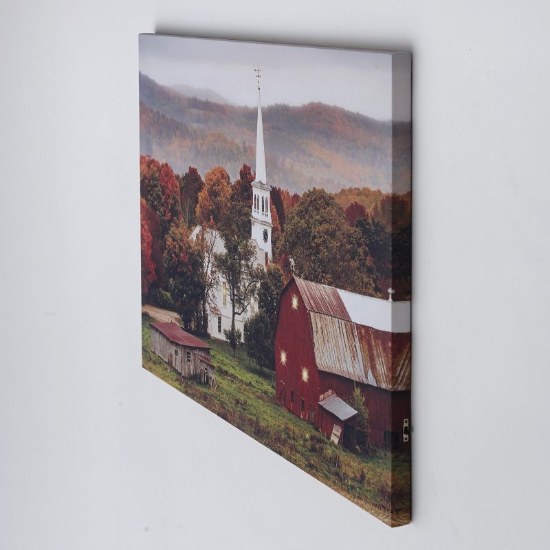 Lakeside Farmhouse Church by the Farm Lighted Wall Art Canvas Picture
