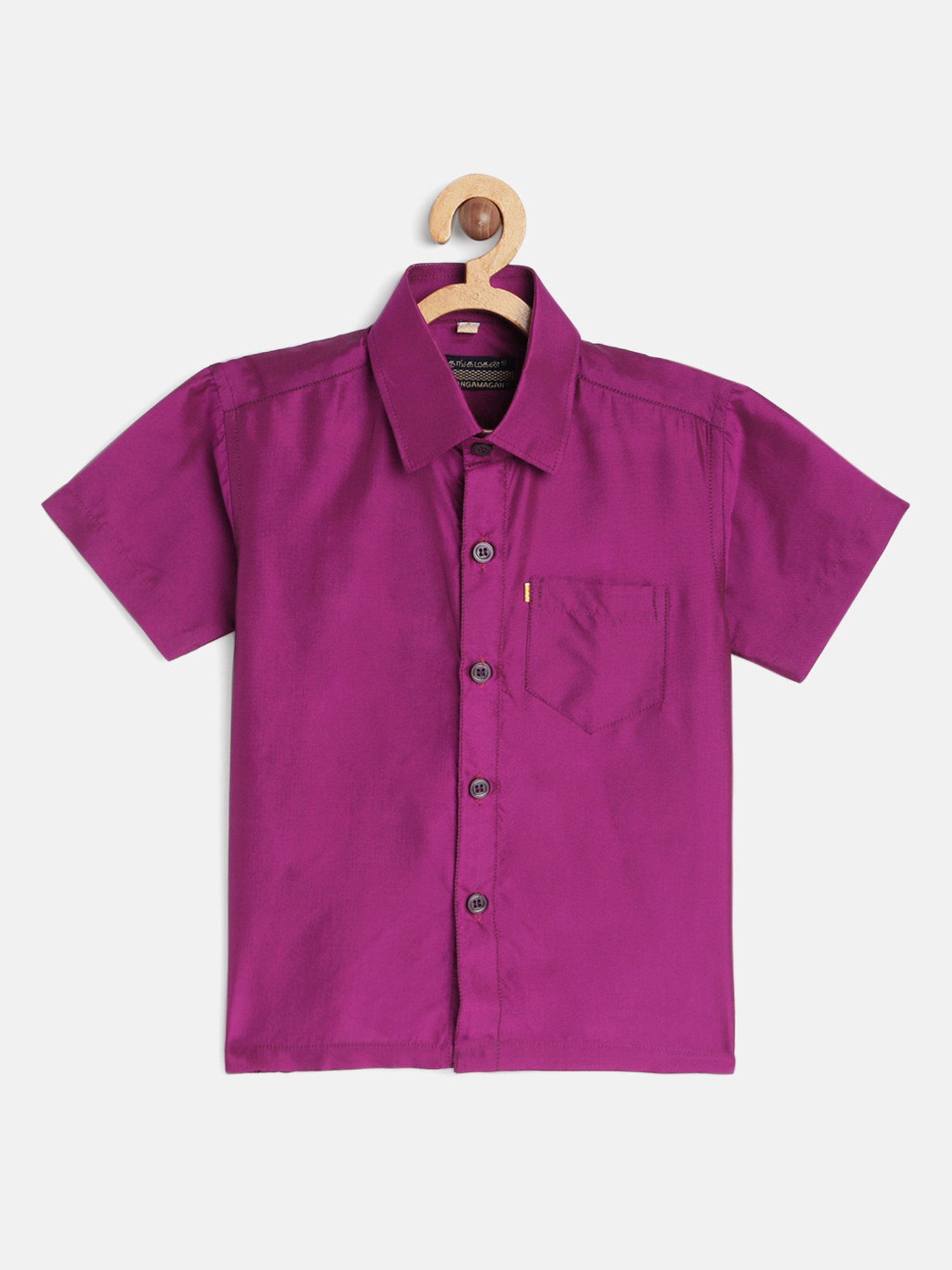 THANGAMAGAN Kids Magenta Solid Shirt