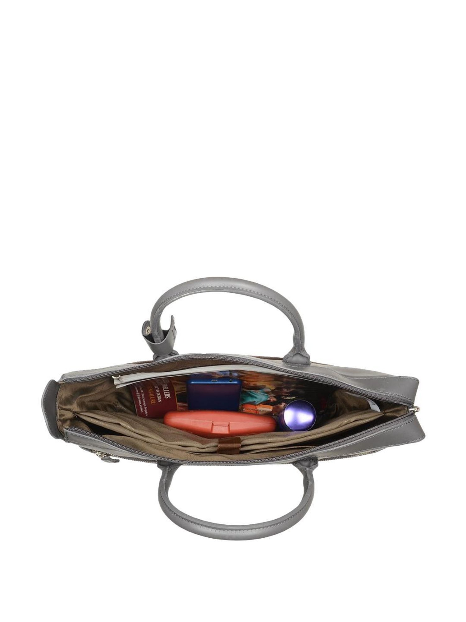 Baggit Algor Grey PU Solid Laptop Messenger Bag