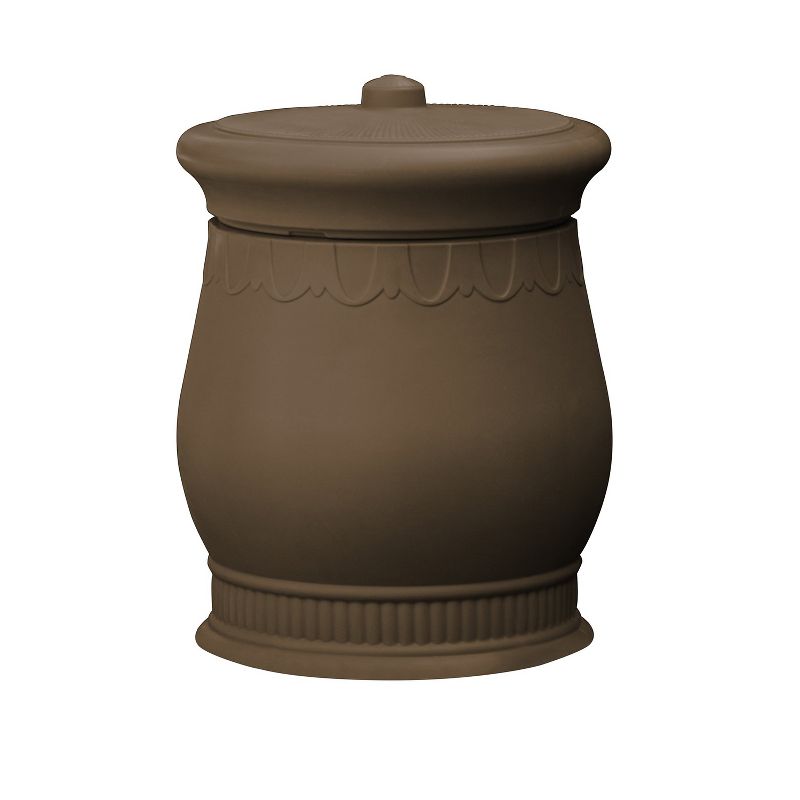 Good Ideas Savannah Outdoor Decorative Artisan 30 Gallon Storage and Waste Basket Urn, Oak