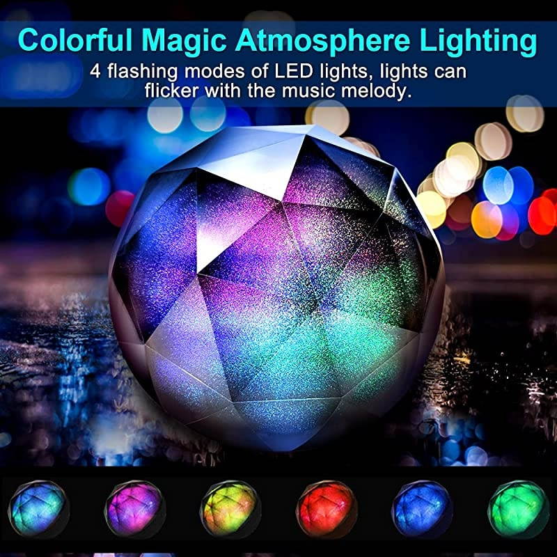 Bluetooth Speakers Mini Portable LED Colorful Wireless Loud Stereo Sound Speaker with Remote Control TF Card AUX Cable Enhanced Bass for iPhone Samsung and More Black